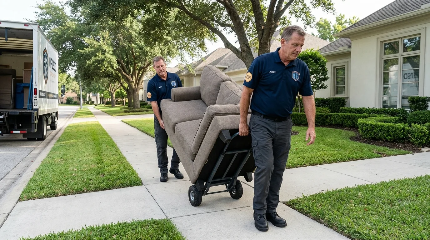 Local residential moving crew loading furniture in Marine City, MI